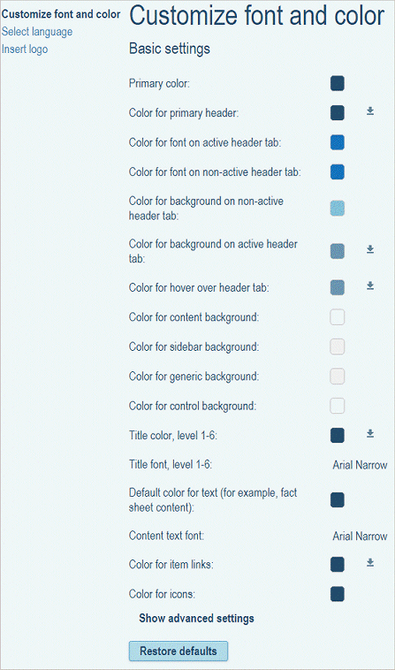 Customized font and color