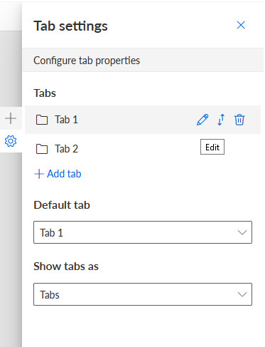Tab settings